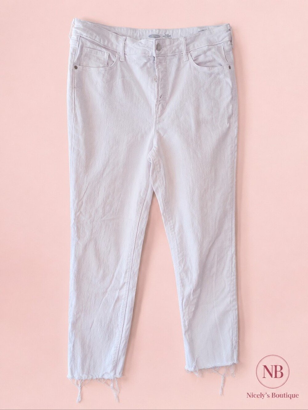 Old Navy White Raw-Hem Jeans — Size 14